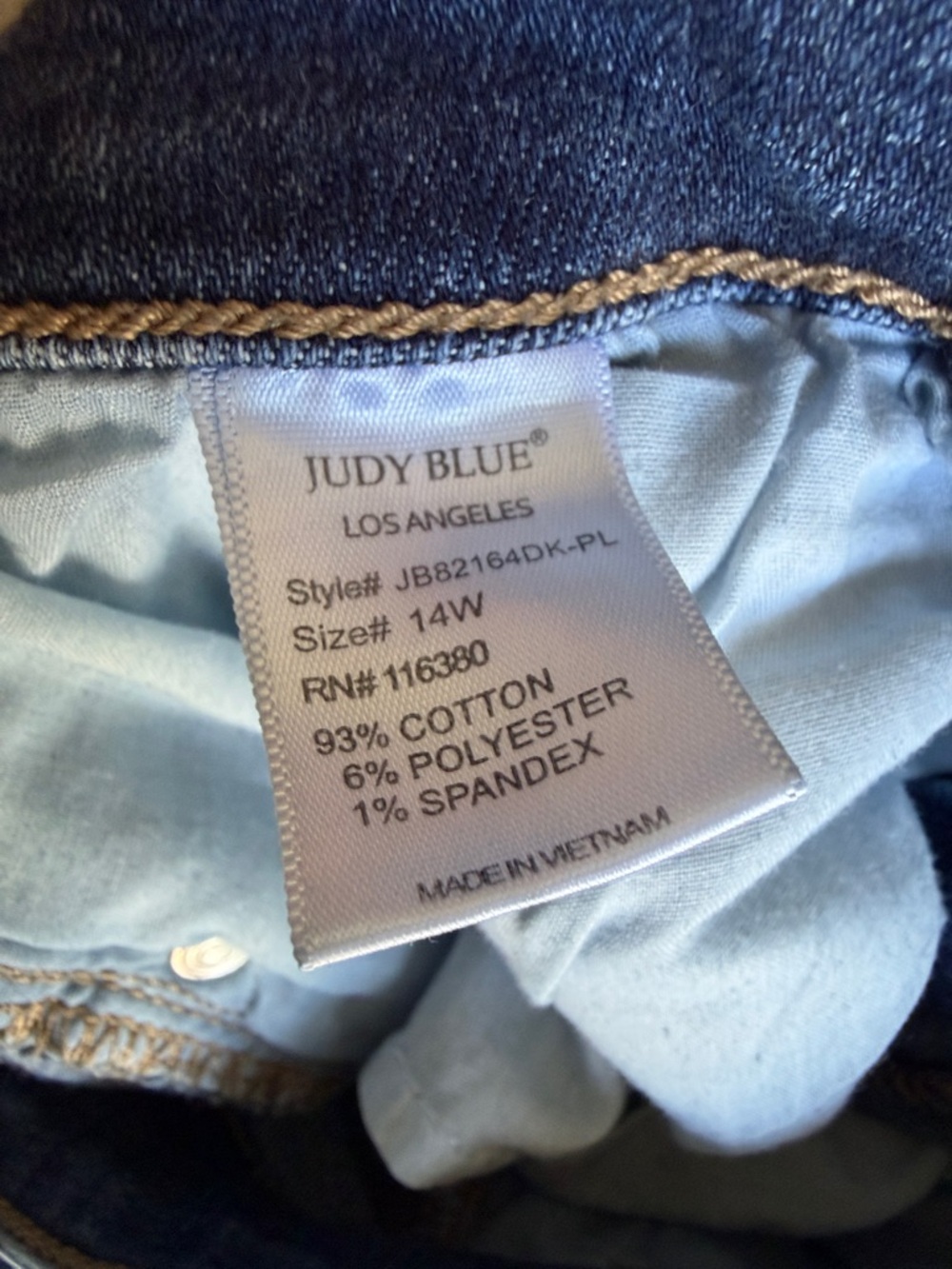 Judy Blue Straight-Leg Blue Jeans Size: 14W - Picture 4 of 10